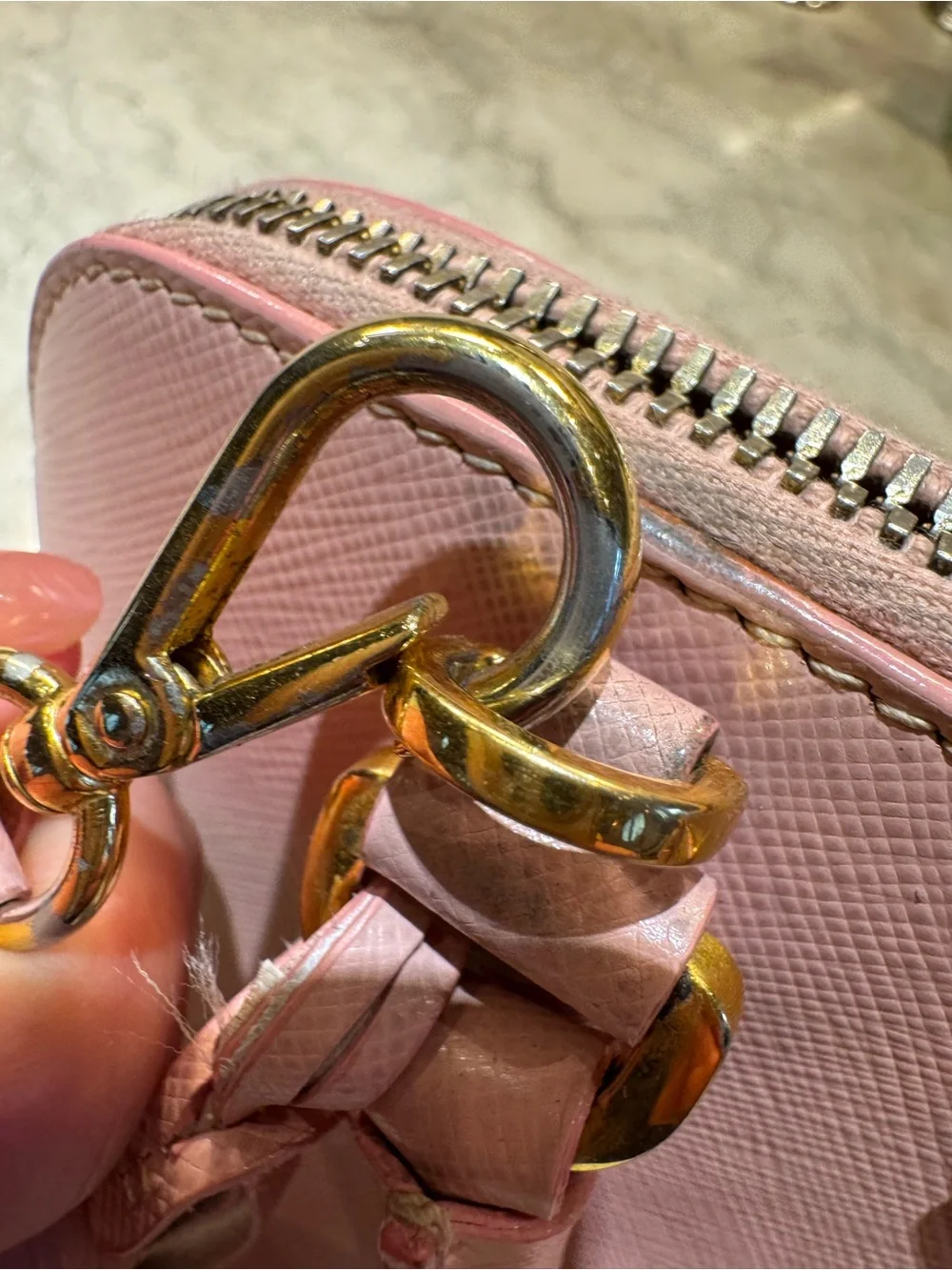 Prada Small Pink Promenade Bag, Gold Hardware